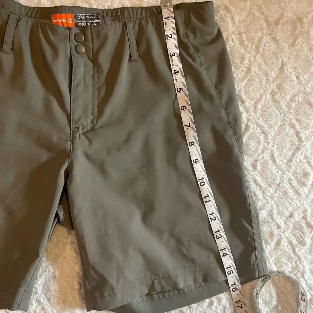 Merrell Opti Wick Shorts Olive Green Size 6 UPF 50+